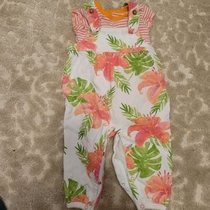 Burts Bees Floral Overalls Set